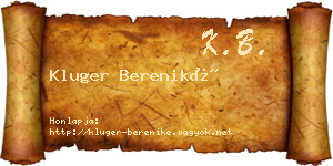 Kluger Bereniké névjegykártya